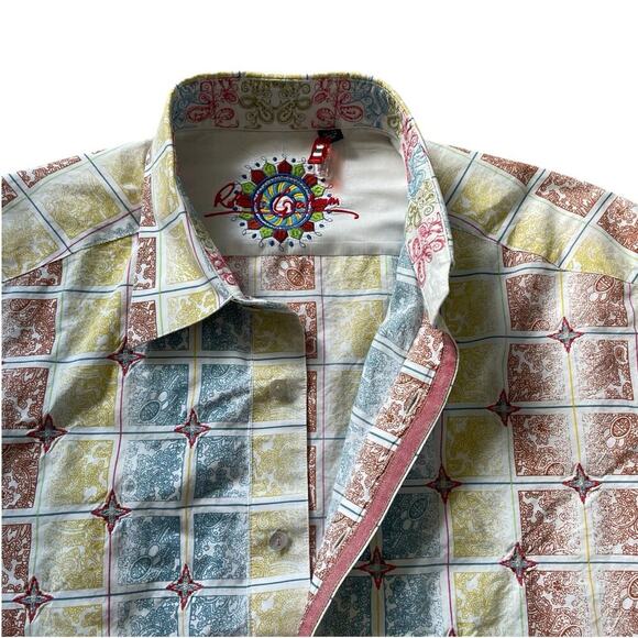 Robert Grahams Men’s Aztec Button Up Shirt Embroidered XL Flip Cuff Multicolor - Picture 5 of 16